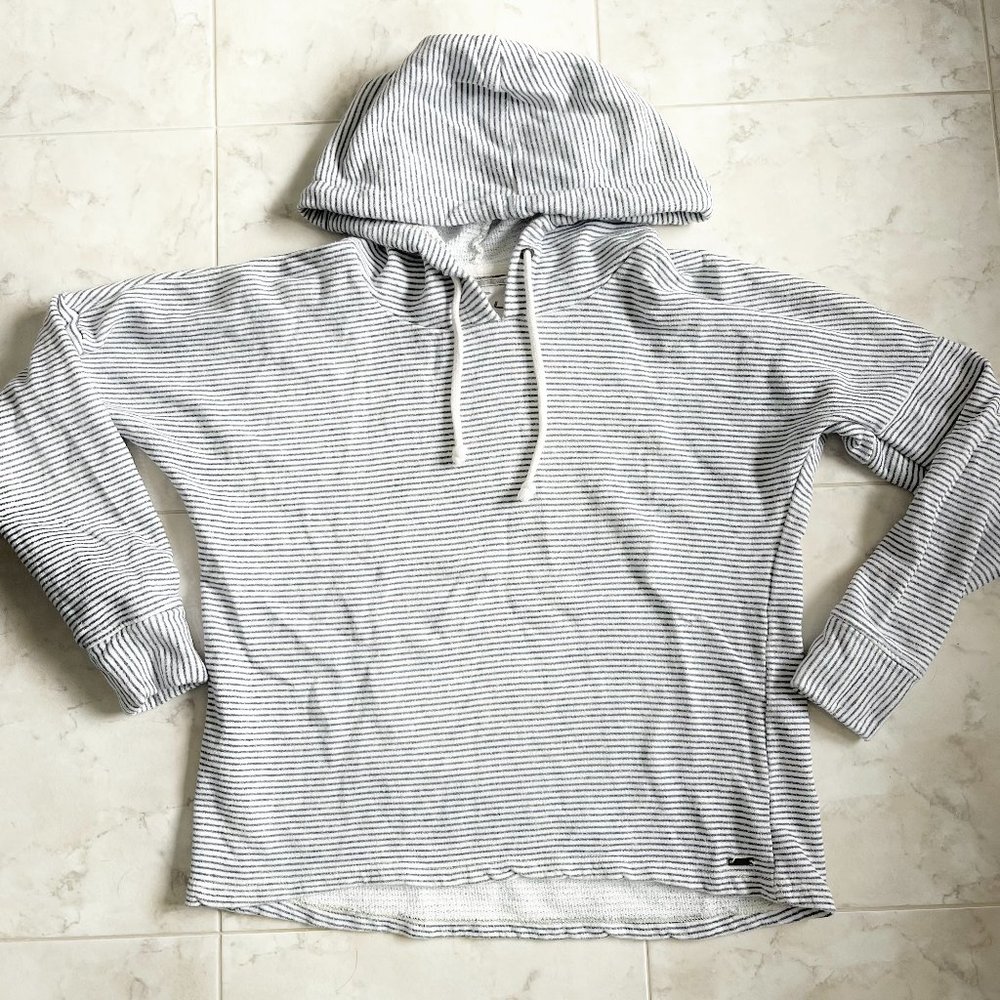 O'Neill Slate & White Striped Hooded Sweatshirt Women Small (S)